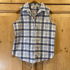 Vintage Women's Floral Checked Button Down Shirt Cottagecore Grandmacore Size L